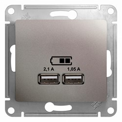 Glossa платина розетка USB 5В/2,1А, 2х5В/1,05А GSL001233 - фото 71713
