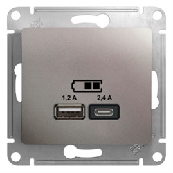 Glossa платина розетка USB A+С, 5В/2,4А, 2х5В/1,2А GSL001239 - фото 71719
