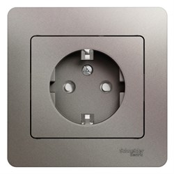 Glossa платина розетка с заземлением, со шторками (в сборе) GSL001244 - фото 71721