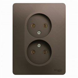 Glossa шоколад розетка 2-ая без заземлениея , 16А (в сборе) GSL000820 - фото 71737