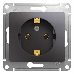 Glossa графит розетка с заземлением GSL001343 - фото 71765