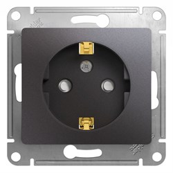 Glossa графит розетка с заземлением, со шторками GSL001345 - фото 71766