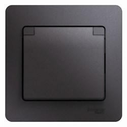 Glossa графит розетка с заземлением, со шторками с крышкой IP20 (в сборе) GSL001346 - фото 71767
