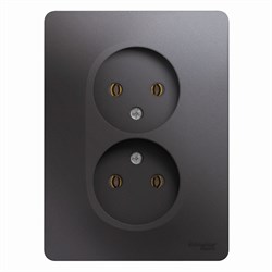 Glossa графит розетка 2-ая без заземления (в сборе) GSL001320 - фото 71787