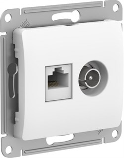 Glossa Белый розетка двойная TV + компьютерная RJ45, кат. 5Е GSL000189 - фото 71905