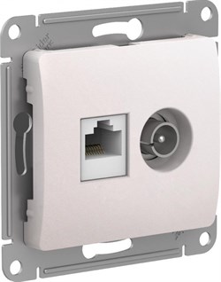 Glossa перламутр розетка двойная TV + компьютерная RJ45, кат. 5Е GSL000689 - фото 71963