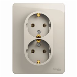 Glossa молочный розетка 2-ая с заземлением, (в сборе) GSL000924 - фото 71975