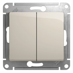 Glossa молочный выключатель 2-клавишный, сх.5, 10AX GSL000951 - фото 71986