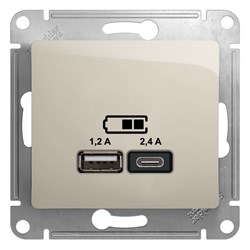 Glossa молочный розетка USB A+С, 5В/2,4А, 2х5В/1,2 А GSL000939 - фото 71998