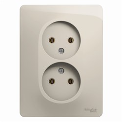 Glossa молочный розетка 2-ая без заземления (в сборе) GSL000920 - фото 72000