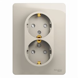 Glossa молочный розетка 2-ая с заземлением, со шторками (в сборе) GSL000926 - фото 72001