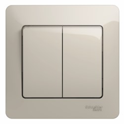 Glossa молочный выключатель 2-клавишный, сх.5, 10AX (в сборе) GSL000952 - фото 72003