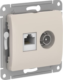 Glossa молочный розетка двойная TV + компьютерная RJ45, кат. 5Е GSL000989 - фото 72009