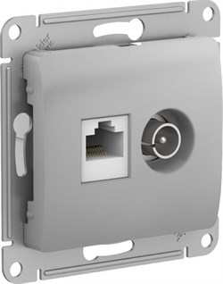 Glossa алюминий розетка двойная TV + компьютерная RJ45, кат. 5Е GSL000389 - фото 72117