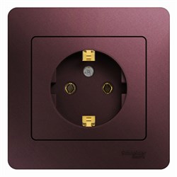 Glossa баклажановый розетка с заземлением, (в сборе) GSL001142 - фото 72141