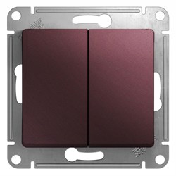 Glossa баклажановый выключатель 2-клавишный, сх.5, 10AX GSL001151 - фото 72142