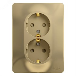 Розетка 2-м СП Glossa 16А IP20 с заземл. защ. шторки в сборе титан SE GSL000426 pe688089 - фото 72226