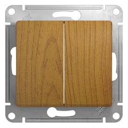 Glossa дерево дуб переключатель 2-клавишный, сх.6, 10АХ GSL000565 - фото 72260