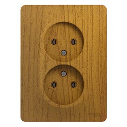 Glossa дерево дуб розетка 2-я без заземления (в сборе с рамкой) GSL000520 - фото 72268