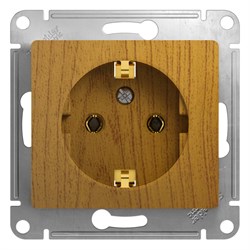 Glossa дерево дуб розетка с заземлением GSL000543 - фото 72272