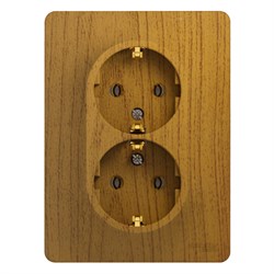 Glossa дерево дуб розетка 2-я с заземлением, (в сборе с рамкой) GSL000524 - фото 72289