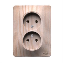 Systeme Electric Glossa Сосна Розетка двойная без заземления,16А, в сборе GSL001520 - фото 72305