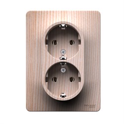 Systeme Electric Glossa РОЗЕТКА двойная с заземлением, 16А, в сборе, СОСНА GSL001524 - фото 72306
