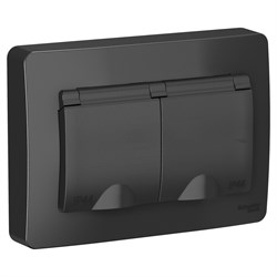 Blanca внутренняя антрацит розетка 2-ая с заземлением, IP44 со шторками, 16А, 250В BLNRS441126 - фото 72329