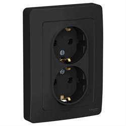 Blanca внутренняя антрацит розетка 2-ая с заземлением, без шторок, 16А, 250В BLNRS001026 - фото 72330