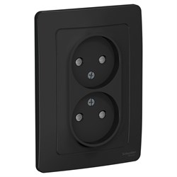 Blanca внутренняя антрацит розетка 2-ая без заземления со шторками, 16А, 250В BLNRS000126 - фото 72335