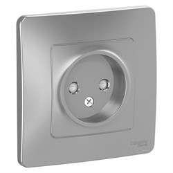 Blanca внутренняя алюминий розетка без заземления со шторками, 16А, 250В BLNRS000113 - фото 72352