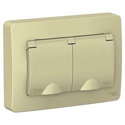 Blanca внутренняя бежевый розетка 2-ая с заземлением, IP44 со шторками, с крышками, 16А, 250В BLNRS441127 - фото 72397