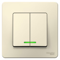 Blanca внутренняя молочная выключатель 2-клавишный с подсветкой, 6А, 250В BLNVS006512 - фото 72420