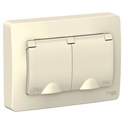 Blanca внутренняя молочная розетка 2-ая с заземлением, со шторками IP44, 16А, 250В BLNRS441122 - фото 72427