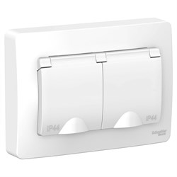 Blanca внутренняя белый розетка 2-ая с заземлением, со шторками IP44, 16А, 250В BLNRS441121 - фото 72470