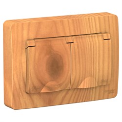 Blanca внутренняя ясень розетка 2-ая с заземлением, IP44 со шторками, 16А, 250В BLNRS441125 - фото 72504