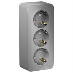 Blanca наружняя алюминий розетка 3-ая с заземлением, со шторками 16А, 250В, изолированная пластина BLNRA011313 - фото 72579