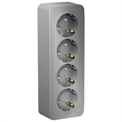 Blanca наружняя алюминий розетка 4-ая с заземлением, со шторками 16А, 250В, изолированная пластина BLNRA011413 - фото 72580