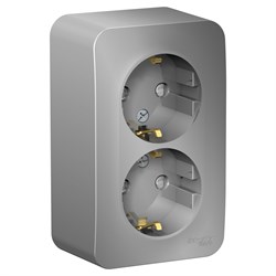 Blanca наружняя алюминий розетка 2-ая с заземлением, со шторками 16А, 250В, изолированная пластина BLNRA011213 - фото 72581