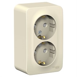 Blanca наружняя молочная розетка 2-ая с заземлением, со шторками 16А, 250В, изолированная пластина BLNRA011212 - фото 72632