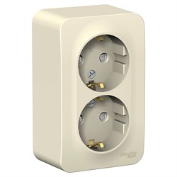 Blanca наружняя молочная розетка 2-ая с заземлением, со шторками, 16А, 250В BLNRA011202 - фото 72645