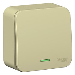 Blanca наружняя бежевый переключатель 1-клавишный (cх.6) с подсветкой, изолированная пластина 10А,250B BLNVA106117 - фото 72676