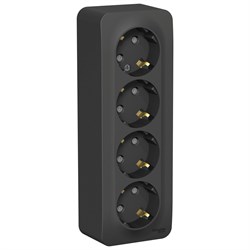 Blanca наружняя антрацит розетка 4-ая с заземлением, со шторками 16А, 250В, изолированная пластина BLNRA011416 - фото 72783