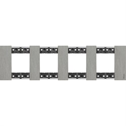 BTicino Living now Сталь рамка немецкий стандарт 4 поста (2+2+2+2 мод) KA4802M4ZG - фото 72930