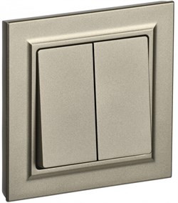 IEK Brite шампань выключатель 2- клавишный 10А в сборе BR-V20-0-10-K37-F - фото 73130