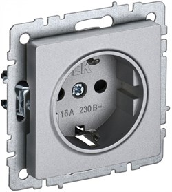 IEK Brite Base алюминий розетка 1-м с заземлением, без защитных створок 16А BR-R11-16-K47 - фото 73142