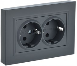 IEK Brite графит розетка 2-места с заземлением, без защ. штор. 16А в сборе BR-R21-16-K53-F - фото 73184