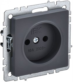 IEK Brite Base графит розетка 1-м без заземления, без защ.штор. 10А BR-R10-10-K53 - фото 73204