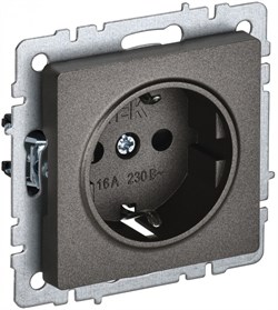 IEK Brite Base тёмная бронза розетка 1-м с заземлением, без защитных створок 16А BR-R11-16-K45 - фото 73216