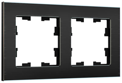IEK Brite Decor чёрный металл рамка 2 места BR-M22-M-K02 - фото 73263